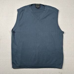 Vintage Eddie Bauer Sweater Vest Mens LT‎ Tall Pima Cotton Stretch Slate Blue